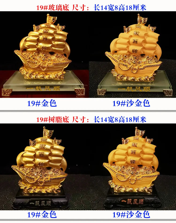 Diwansi Resin Cashmere Gold Smooth Ornaments Crystal Sailing Crafts Desk Room Home Decorations.