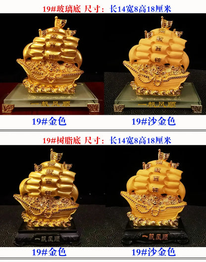 Diwansi Resin Cashmere Gold Smooth Ornaments Crystal Sailing Crafts Desk Room Home Decorations.