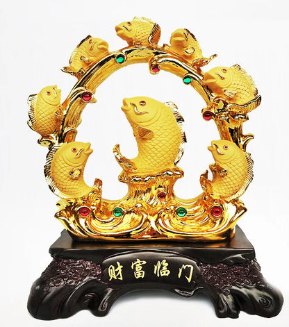 Diwansi Resin Gold Placer Lucky Arowana Small Pieces Five Blessings Home Living Room Decoration Opening Gift Wholesale.