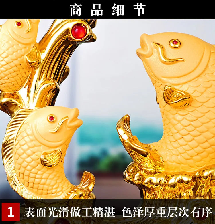 Diwansi Resin Gold Placer Lucky Arowana Small Pieces Five Blessings Home Living Room Decoration Opening Gift Wholesale.