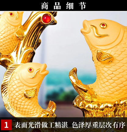 Diwansi Resin Gold Placer Lucky Arowana Small Pieces Five Blessings Home Living Room Decoration Opening Gift Wholesale.