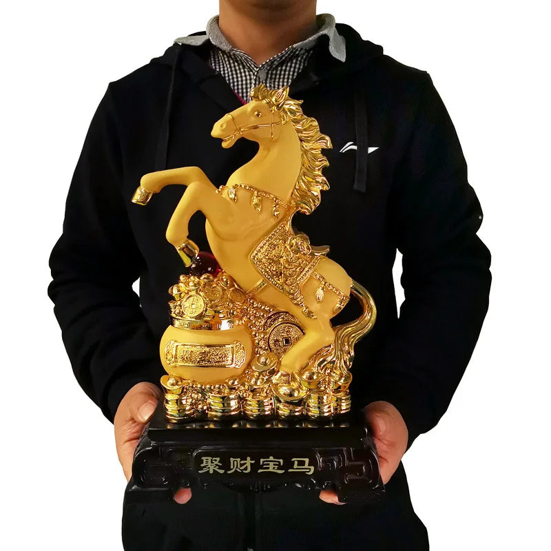 Diwansi plating gold placer Jucaibao horse ornaments home living room lucky gift decoration shop office furnishings.