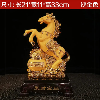 Diwansi plating gold placer Jucaibao horse ornaments home living room lucky gift decoration shop office furnishings.
