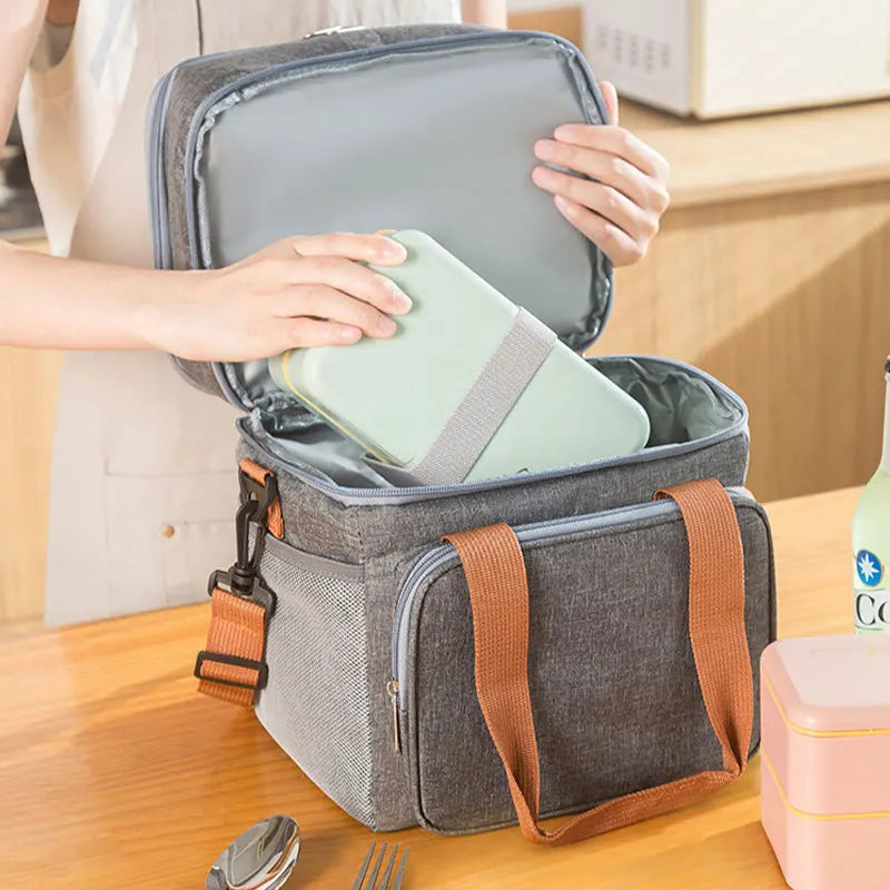 Double Deck Heavy Duty Durable Lunch Bag Leakproof Cooler Bags for Men Women Adults Work Shift Flight Beach Daytrip