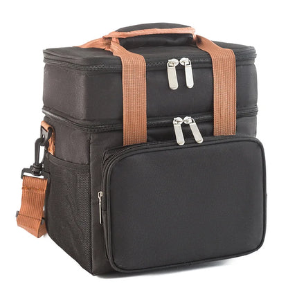 Double Deck Heavy Duty Durable Lunch Bag Leakproof Cooler Bags for Men Women Adults Work Shift Flight Beach Daytrip