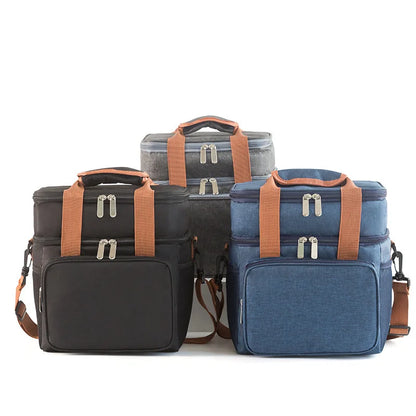 Double Deck Heavy Duty Durable Lunch Bag Leakproof Cooler Bags for Men Women Adults Work Shift Flight Beach Daytrip