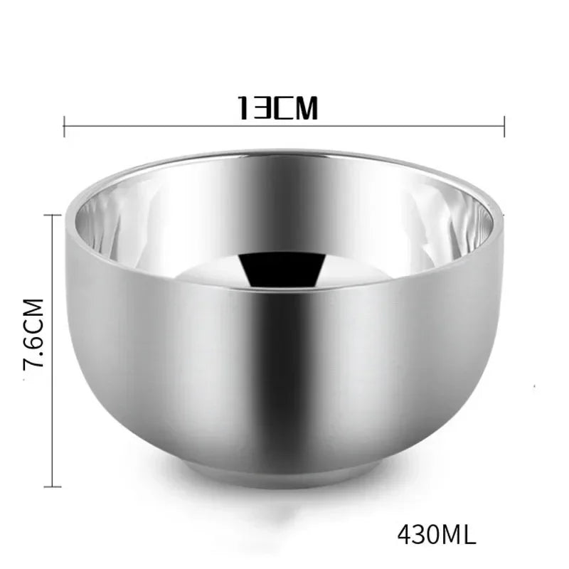 Double Salad Bowls For Children Multifunctional Stainless Steel Rice Bowl Anti-scald Bowl For Tableware