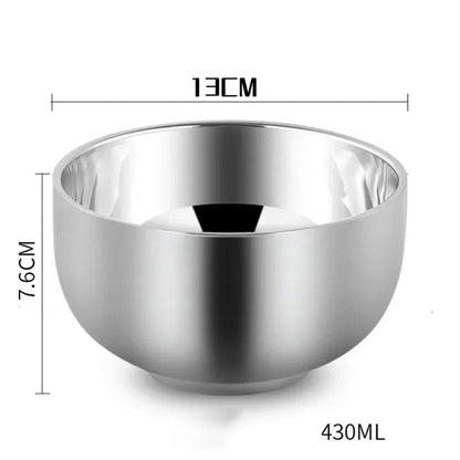 Double Salad Bowls For Children Multifunctional Stainless Steel Rice Bowl Anti-scald Bowl For Tableware