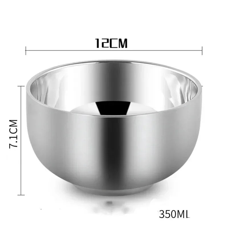 Double Salad Bowls For Children Multifunctional Stainless Steel Rice Bowl Anti-scald Bowl For Tableware