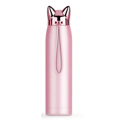 Double Wall Thermos Bottle Stainless Steel Vacuum Flasks Cups 320ml Cute Cat Fox Ear Thermal Coffee Tea Milk Travel Mug Auto Cup