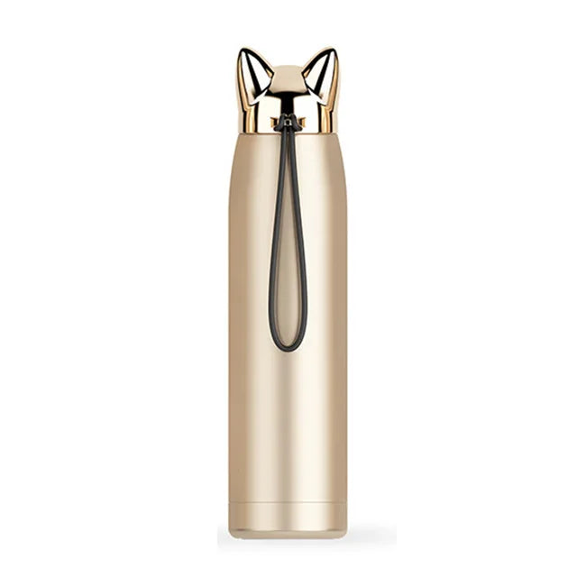 Double Wall Thermos Bottle Stainless Steel Vacuum Flasks Cups 320ml Cute Cat Fox Ear Thermal Coffee Tea Milk Travel Mug Auto Cup