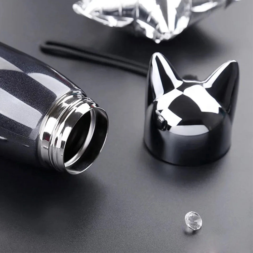 Double Wall Thermos Bottle Stainless Steel Vacuum Flasks Cups 320ml Cute Cat Fox Ear Thermal Coffee Tea Milk Travel Mug Auto Cup