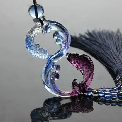 Double fish colored glaze ornaments Car pendant Crafts