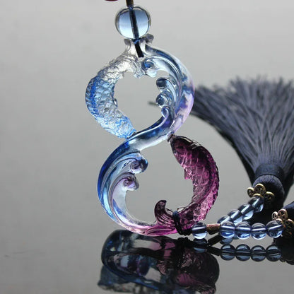 Double fish colored glaze ornaments Car pendant Crafts