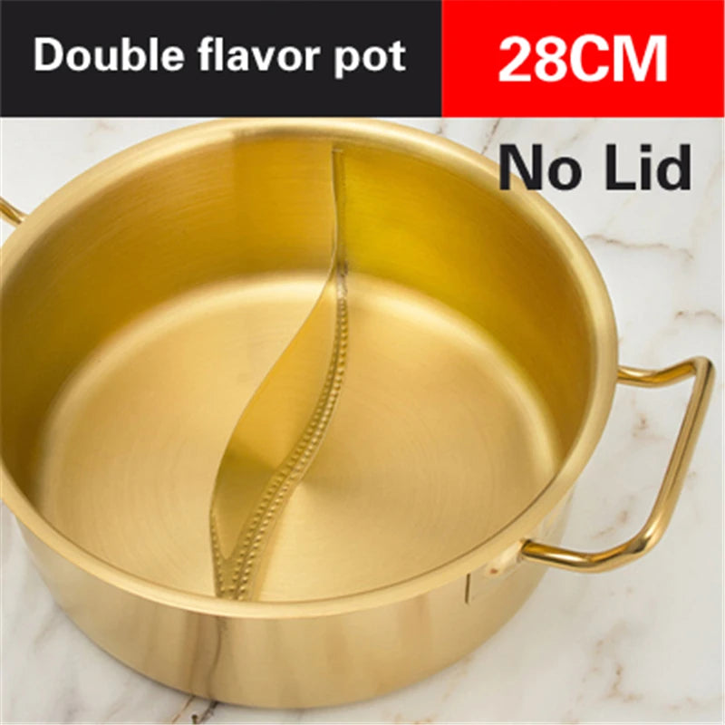Double flavor pot Commercial gold imitation copper pot Soup pot cooker Stainless steel hot pot hotpot Boiler for gas Hot Pot