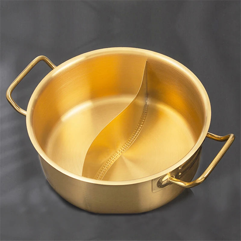 Double flavor pot Commercial gold imitation copper pot Soup pot cooker Stainless steel hot pot hotpot Boiler for gas Hot Pot