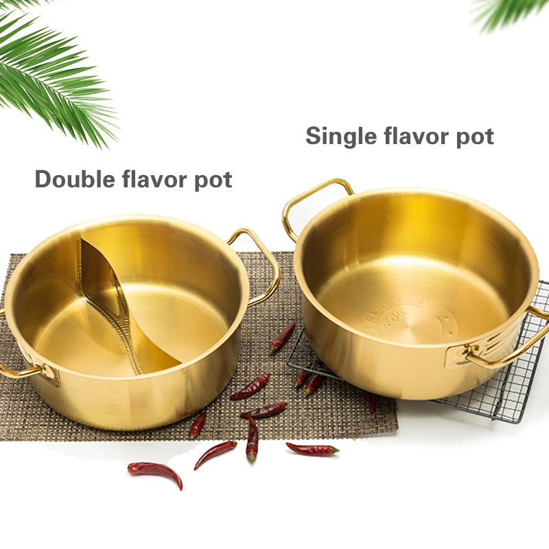 Double flavor pot Commercial gold imitation copper pot Soup pot cooker Stainless steel hot pot hotpot Boiler for gas Hot Pot