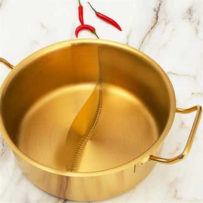Double flavor pot Commercial gold imitation copper pot Soup pot cooker Stainless steel hot pot hotpot Boiler for gas Hot Pot