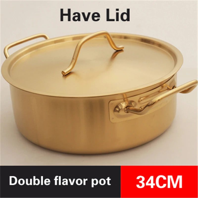 Double flavor pot Commercial gold imitation copper pot Soup pot cooker Stainless steel hot pot hotpot Boiler for gas Hot Pot