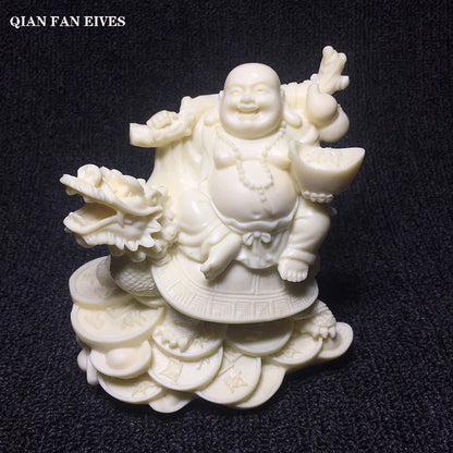 Dragon Turtle Laughing Buddha Figures Statue ,Resin Art Sculpture High Quality Buddha Home Living Room, Office wealth Statue