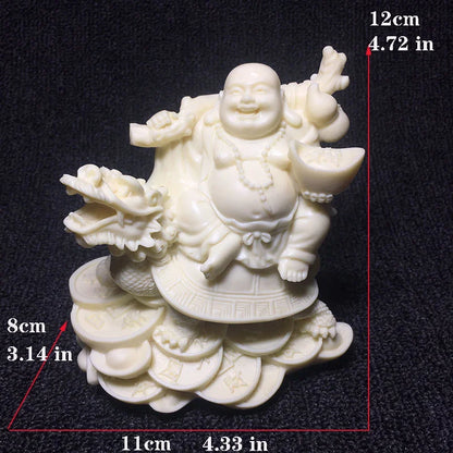 Dragon Turtle Laughing Buddha Figures Statue ,Resin Art Sculpture High Quality Buddha Home Living Room, Office wealth Statue