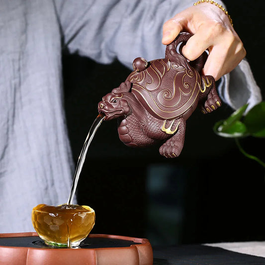 Dragon Turtle Pot Wholesale Purple Clay Pot Purple Clay Handmade Teapot Rain Medium Sand One Piece Dropshipping Goods