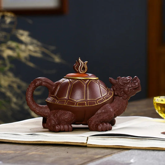 Dragon Turtle Purple Clay Teapot Factory Wholesale Agent Raw Ore Purple Clay Turtle Teapot New Product One Piece Dropshipping Qu