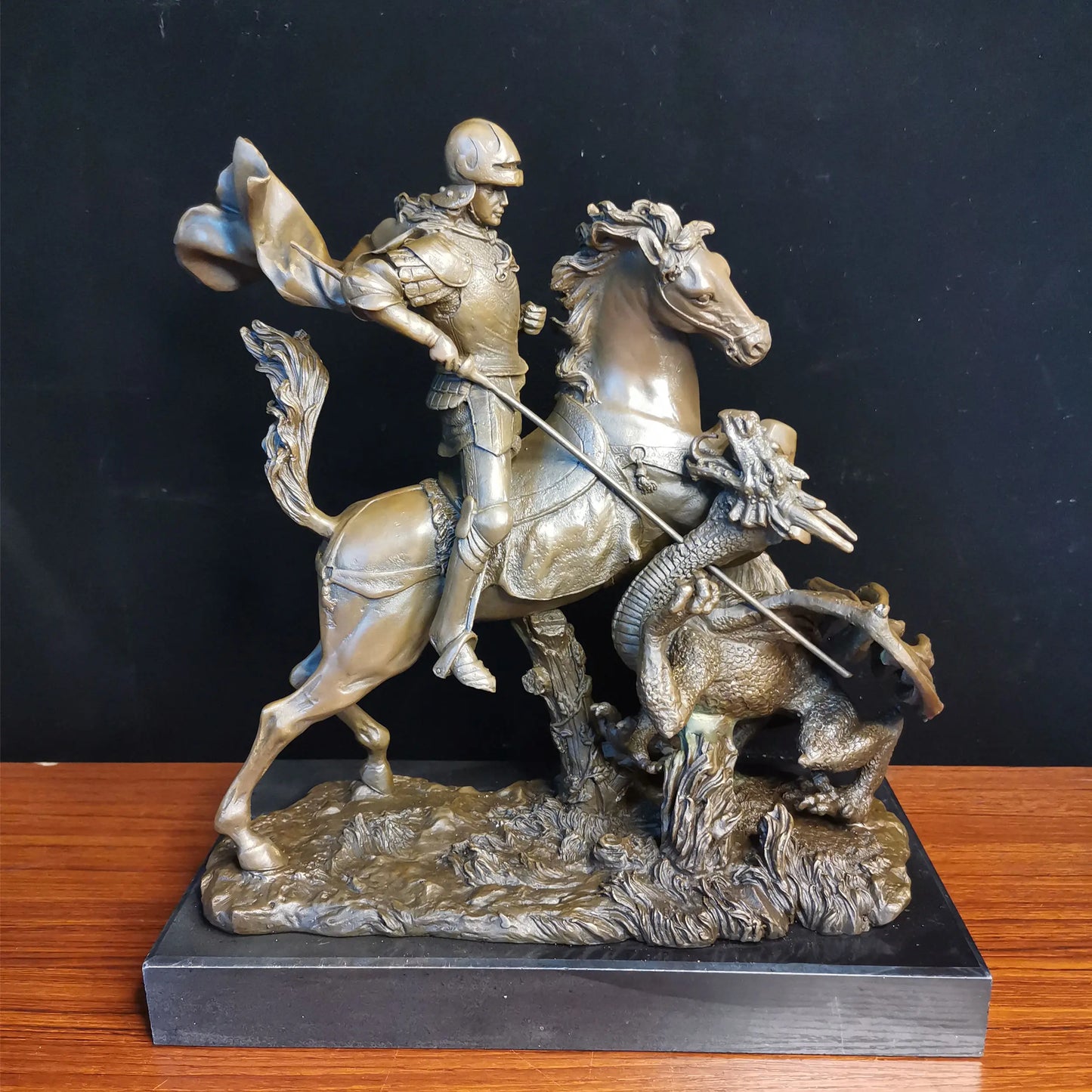 Dragon Warrior Bronze Statues Male Figurine Sculpture Home Decor TPY-460
