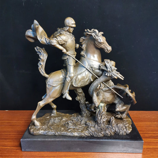 Dragon Warrior Bronze Statues Male Figurine Sculpture Home Decor TPY-460
