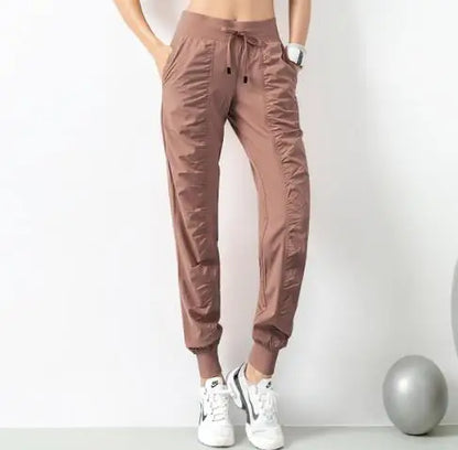 Drawstring Running Sport Joggers Women  Fitness Sweatpants with Two Side Pockets Pants