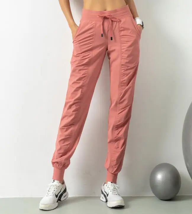 Drawstring Running Sport Joggers Women  Fitness Sweatpants with Two Side Pockets Pants