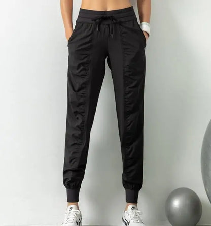 Drawstring Running Sport Joggers Women  Fitness Sweatpants with Two Side Pockets Pants