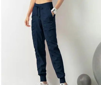 Drawstring Running Sport Joggers Women  Fitness Sweatpants with Two Side Pockets Pants