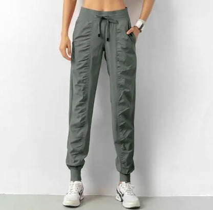 Drawstring Running Sport Joggers Women  Fitness Sweatpants with Two Side Pockets Pants