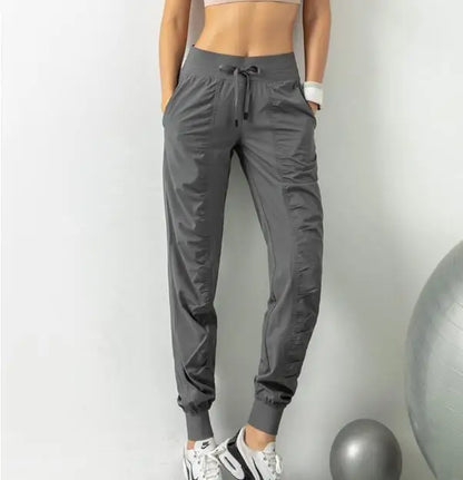 Drawstring Running Sport Joggers Women  Fitness Sweatpants with Two Side Pockets Pants