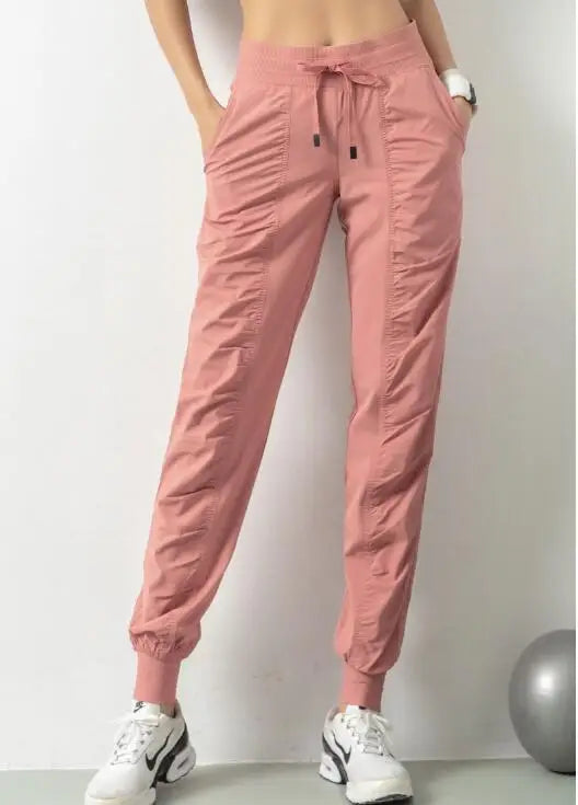 Drawstring Running Sport Joggers Women  Fitness Sweatpants with Two Side Pockets Pants