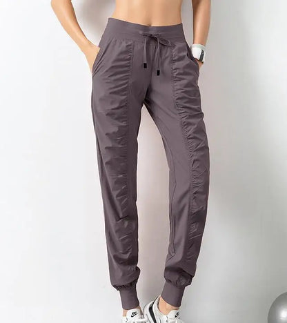 Drawstring Running Sport Joggers Women  Fitness Sweatpants with Two Side Pockets Pants