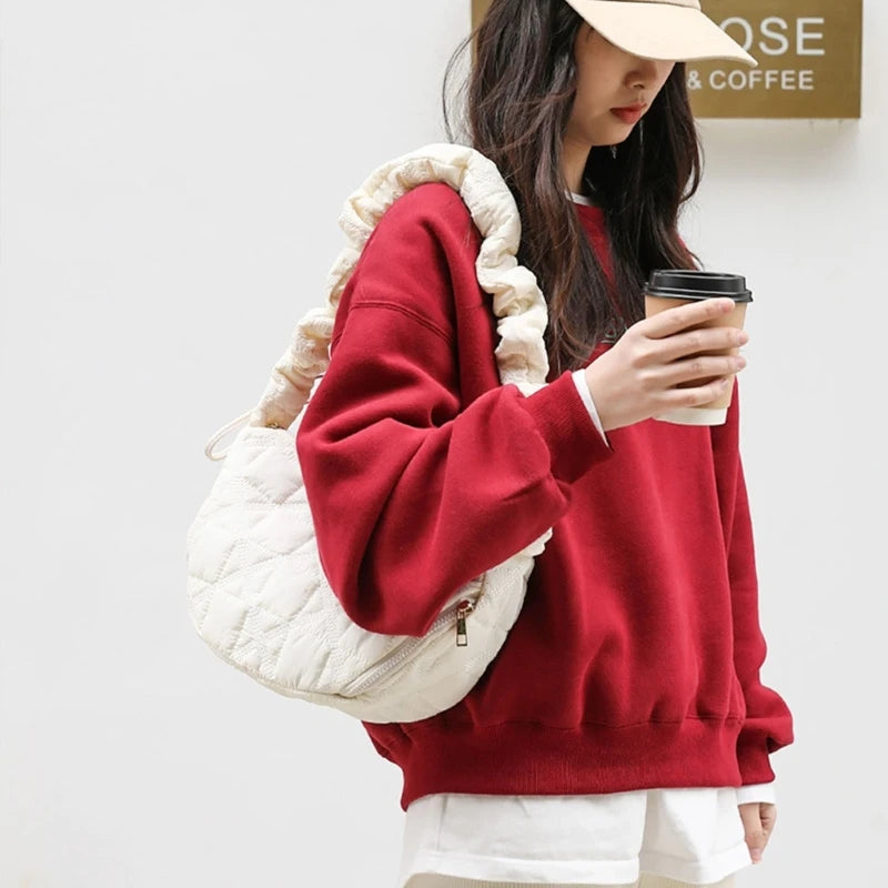 Drawstring Versatile Bags Reusable Fashion Cloud Shoulder Crossbody Bag