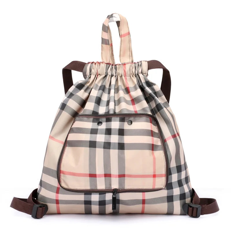 Drawstring backpack women's simple drawstring bag waterproof folding storage bag sports gym bag drawstring pocket travel