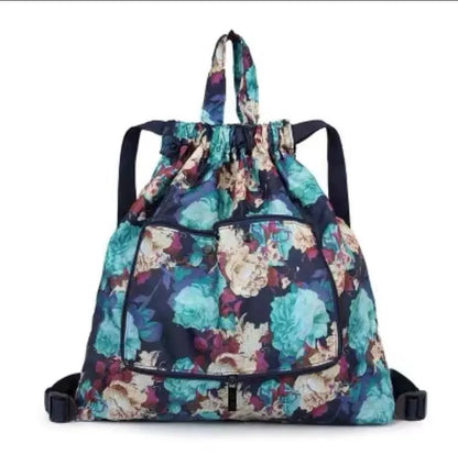 Drawstring backpack women's simple drawstring bag waterproof folding storage bag sports gym bag drawstring pocket travel