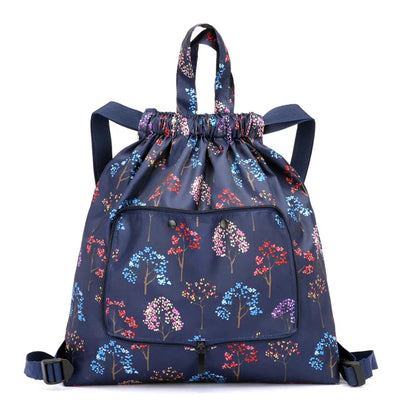 Drawstring backpack women's simple drawstring bag waterproof folding storage bag sports gym bag drawstring pocket travel