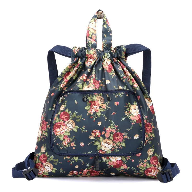 Drawstring backpack women's simple drawstring bag waterproof folding storage bag sports gym bag drawstring pocket travel