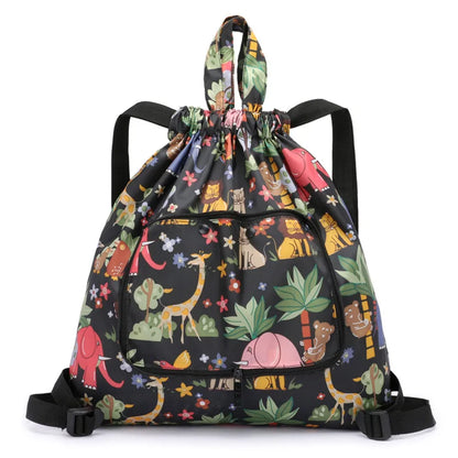 Drawstring backpack women's simple drawstring bag waterproof folding storage bag sports gym bag drawstring pocket travel