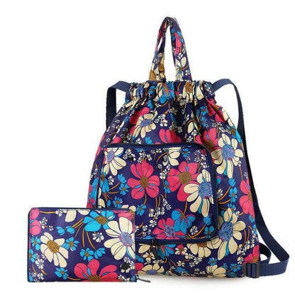 Drawstring backpack women's simple drawstring bag waterproof folding storage bag sports gym bag drawstring pocket travel