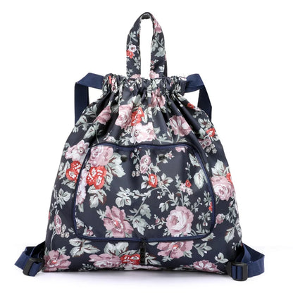 Drawstring backpack women's simple drawstring bag waterproof folding storage bag sports gym bag drawstring pocket travel