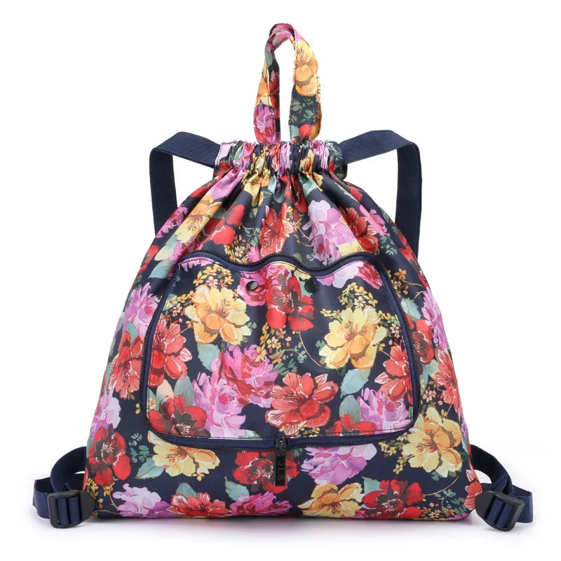 Drawstring backpack women's simple drawstring bag waterproof folding storage bag sports gym bag drawstring pocket travel