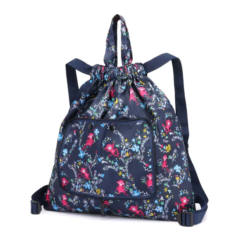 Drawstring backpack women's simple drawstring bag waterproof folding storage bag sports gym bag drawstring pocket travel