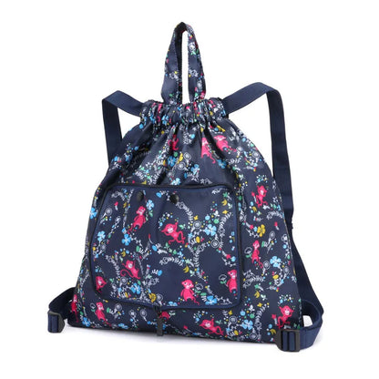 Drawstring backpack women's simple drawstring bag waterproof folding storage bag sports gym bag drawstring pocket travel