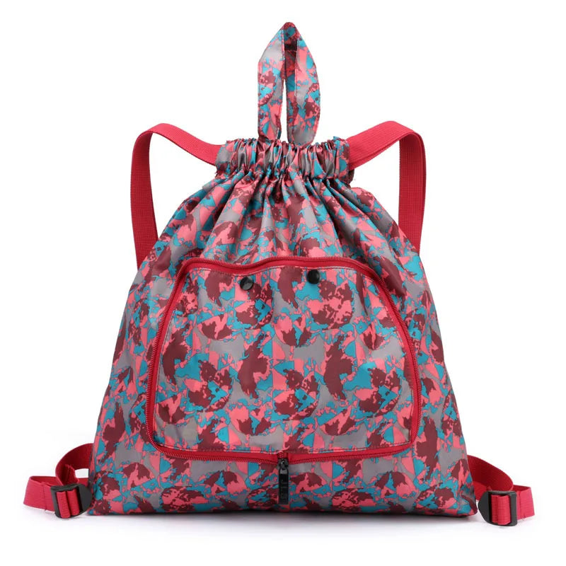 Drawstring backpack women's simple drawstring bag waterproof folding storage bag sports gym bag drawstring pocket travel