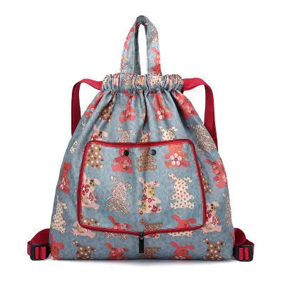 Drawstring backpack women's simple drawstring bag waterproof folding storage bag sports gym bag drawstring pocket travel